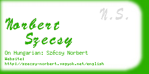 norbert szecsy business card